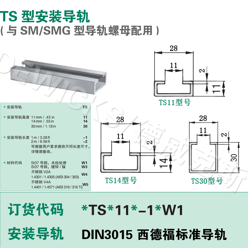 TS11 TS14 TS30型安装导轨